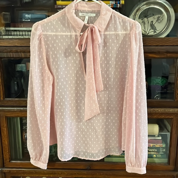 Anthropologie Tops - Final Price Drop Avec Les Filles Sheer Pink Tie Bow Top